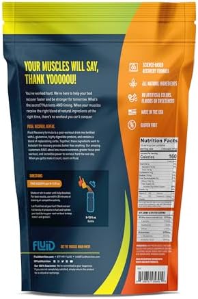Fluid Recovery, Post-Workout Drink Mix, Whey Isolate Protein, L-Glutamine, Carbs, All Natural Ingredients, Gluten-Free, Lactose-Free (Tropical Fruit)