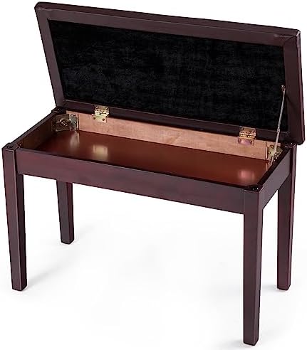 Giantex Piano Bench W/Padded Cushion and Music Storage, Comfortable Double Duet Seat, Wooden Legs, Perfect for Professional Or Home Use PU Leather Piano Stool (Brown)
