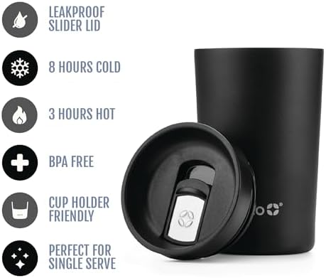 Ello Miri 16oz Insulated Stainless Steel Travel Mug with Slider Lid, Black Marble