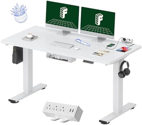 FLEXISPOT EN2 48"x24" Standing Desk with Power Strip Bundle, Black