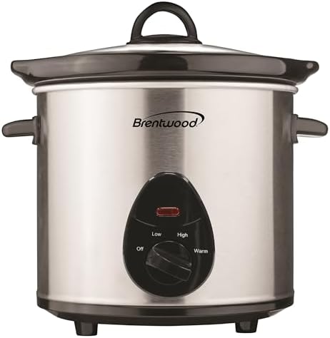 Brentwood SC-130S Slow Cooker Stainless Steel Body, 3-Quart