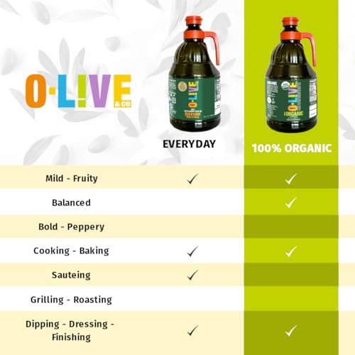 O-Live&Co. Premium USDA Organic Extra Virgin Olive Oil - First Cold Pressed EVOO - Phenolic Rich - Single Origin - Early Harvest - Versatile Oil Cooking & Dressing - 1L