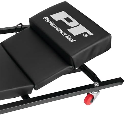 Performance Tool W85005 40 in. 6-Caster Rolling Shop Creeper | Automotive mechanics creeper with adjustable headrest. Heavy duty steel frame. Padded