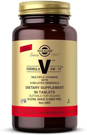 Solgar Formula VM-75, 90 Tablets - Vitamin A, B6, B12, C, D, E, Vegan | Multivitamin with Chelated Minerals - Biotin, Magnesium, Calcium, Iron, Zinc, Gluten Free, Dairy Free, Kosher - 90 Servings