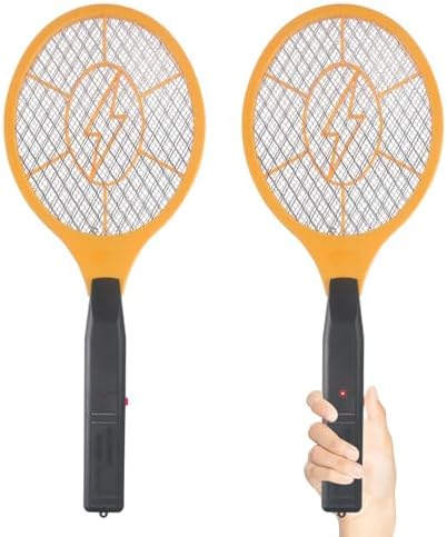 Electric Fly Swatter Handheld Bug Zapper - Indoor Outdoor Zapping Racket for Pest Mosquito & Flies - Battery Powered Safe to Touch with 3-Layer