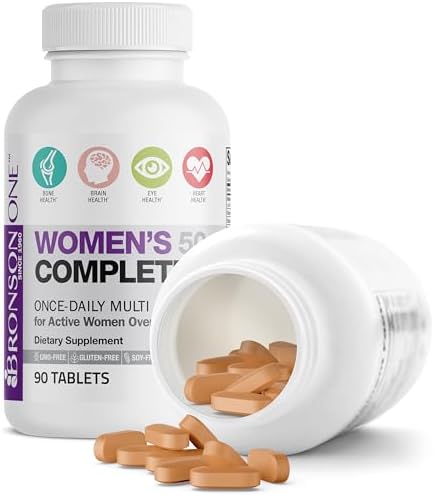 Bronson ONE Daily Women 50+ Complete Multivitamin Multimineral, 180 Tablets | Once-Daily, Targeted Nutrition For Active Women Over 50, Non-GMO, Gluten-Free, Soy-Free