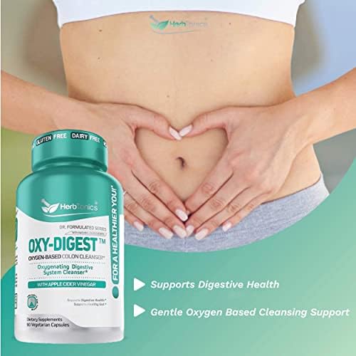 Herbtonics Oxygen Based Colon Cleanse and Detox Digestive System Formula | with Apple Cider Vinegar | Colon Cleanser Pills for Adults | 90 Gluten