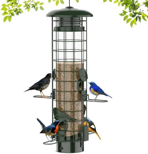 Squirrel Proof Bird Feeder, Metal Mesh Bird Feeders for Outdoors Hanging