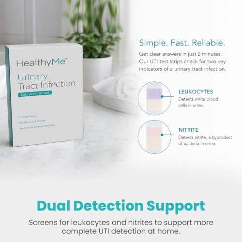 HealthyMe Urinary Tract Infection (UTI) Test Strips | 3 Individually Pouched, Self-Testing Strips, Accurate, Easy to Read, Results in 2 Minutes