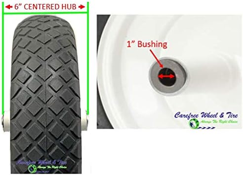 Flat Free 4.80/4.00-8 Diamond Tread, Wheelbarrow Wheel (6" Center Hub, 1" Bore)