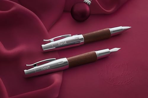 Faber-Castell e-motion Fountain Pen, Wood and Chrome Brown - Fine