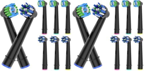 8pcs Replacement Heads Compatible with Oral B Electric Toothbrush, 4pcs Precision Clean and 4pcs Cross Clean Brush Heads, Black