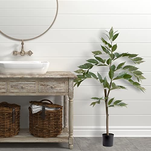 Vickerman 7' Realistic Potted Artificial Green Nandina Tree with 356 Leaves - Large Faux Indoor Tree for Artificial Plants and Fake Plants - Maintenance Free