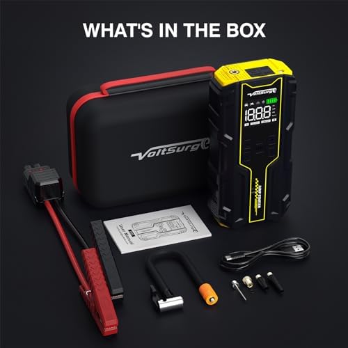 Car Jump Starter with Air Compressor, VoltSurge 6000A Peak 12V Battery Jumper Starter Portable Booster Pack