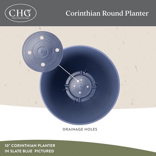 GROWSCAPE Corinthian Round Planter Pot w/Drainage Holes, 8" Desert Tan