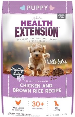 Health Extension Little Bites LITE Dry Dog Food, Chicken & Brown Rice for Toy and Small Breeds, Supports Healthy Weight, with Probiotics & Superfoods for Digestion & Coat Health, 4 lb Bag