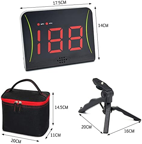 DRM Swing Shoot Pitch Speed Radar with Red Digital Display and Voice Out, Hands Free, Free Standing, Portable Sports Speed Training Aid, Golf Gift