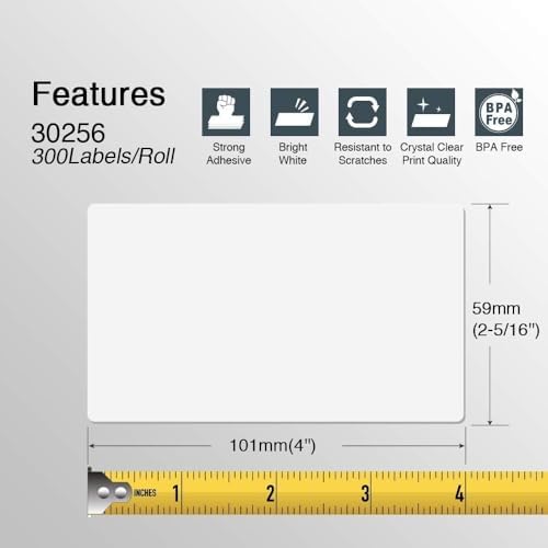 BETCKEY - Compatible DYMO 30256 (2-5/16" x 4") Shipping Labels, Perforated, Compatible with DYMO Labelwriter 450, 4XL, NOT FIT 550 & 5XL [10 Rolls/3000 Labels]