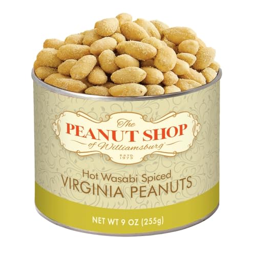 The Peanut Shop of Williamsburg Extra-Large Handcooked Lightly Salted Virginia Peanuts Williamsburg Peanuts Non-Gmo Kosher Gluten-Free No Preservatives - 32 Oz Tin