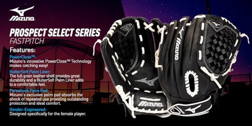 Mizuno Prospect Select Fastpitch Softball Glove Series | Full Grain Leather | Female Specific Patterns | Buttersoft Palm Liner