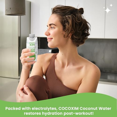 COCOXIM Ready to Drink Pure Coconut Water, 33.8 oz, Pack of 12, Zero Sugar
