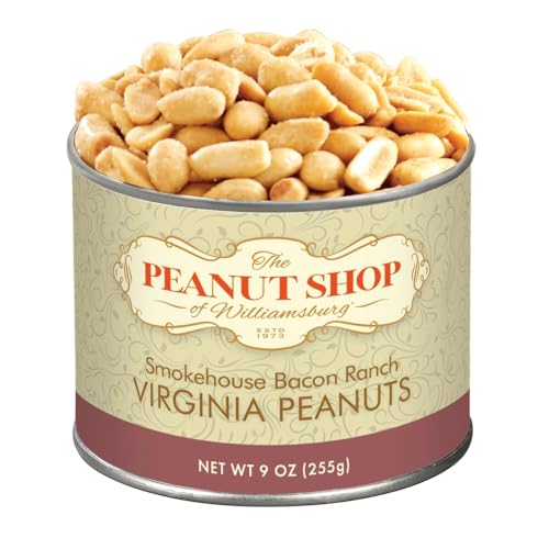 The Peanut Shop of Williamsburg Extra-Large Handcooked Lightly Salted Virginia Peanuts Williamsburg Peanuts Non-Gmo Kosher Gluten-Free No Preservatives - 32 Oz Tin