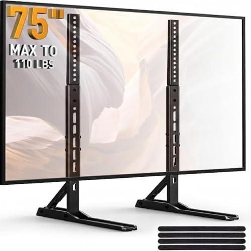 PERLESMITH Universal TV Stand Mount for 20-75 Inch TVs, Height Adjustable Table Top TV Stand