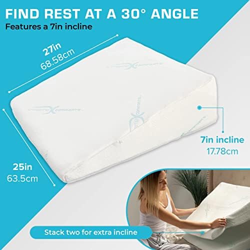 Xtreme Comforts Wedge Pillow Headboard | 7 Inch Bed Wedge Pillow Cushion for Sleeping, Reading, and Lounging | Multi-Use Support for Upright Rest