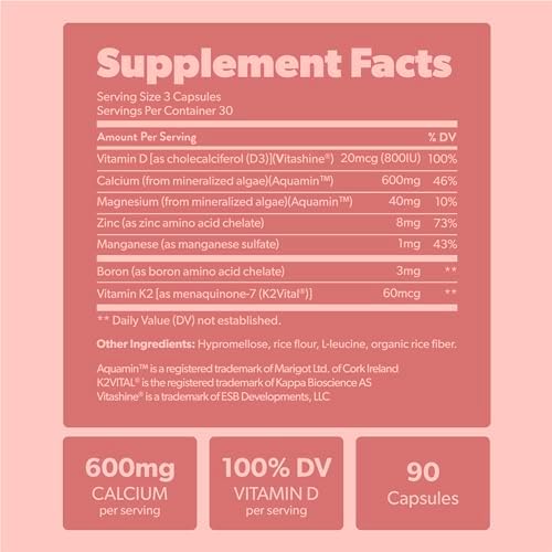 sapling Calcium Supplement - Whole Food with Vitamin K2 & D3, Magnesium, Zinc, Boron