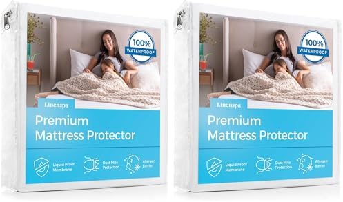 Linenspa Waterproof Mattress Protector, Queen Size – Fitted Sheet Style, Breathable, Machine Washable & Dryer Safe, White