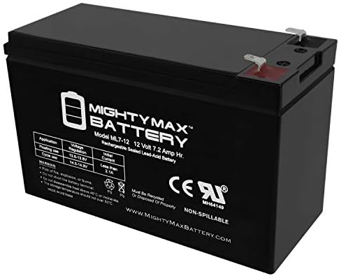 Mighty Max Battery ML7-12, 12 Volt 7.2 AH SLA F1 Terminal Battery, Brand Product, Black (Pack of 1)