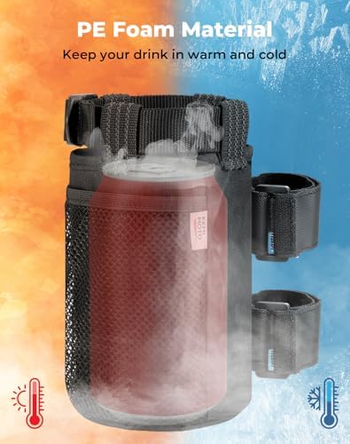 KEMIMOTO 2 Pack Cup Holder, Roll Bar Cup Holder for UTVs | Fit for Wheelchair Scooter Walker Rollator Bike Golf Cart Boat with Mesh Pockets and Sticky Straps