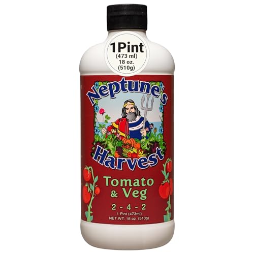 Neptune’s Harvest Organic Tomato & Vegetable Plant Fertilizer (2-4-2) - Liquid Plant Food w/Fresh Fish, Seaweed, Molasses, Yucca Extract, & Humic Acids - for Vegetable Garden (Gallon)