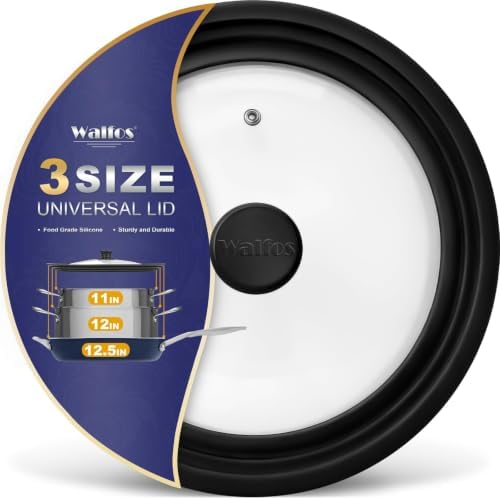 Universal Lid for Pots, Pans and Skillets - Tempered Glass with Heat Resistant Silicone Rim, Fits 10", 11" and 12" Diameter Cookware, Round