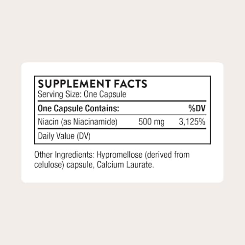 THORNE Niacinamide, 500 mg Non-Flushing Form of Vitamin B3, 180 Capsules | Supports NAD+ Production, Cellular Energy, Healthy Skin & Joint Cartilage