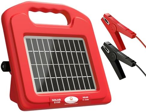 Solar Electric Fence Charger 5 Mile - Solar Powered Energizer for Livestock - Low Impedance Solar Fencer Battery Powered