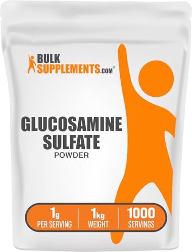 BulkSupplements.com Glucosamine Sulfate Powder - Glucosamine Supplement, Joint Support Supplement - Gluten Free, 1g per Serving, 1kg (2.2 lbs) (Pack of 1)