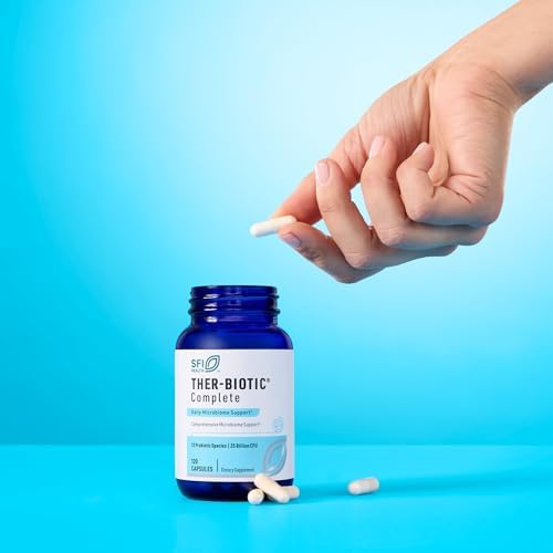 Klaire Labs SFI Health Ther-Biotic Complete, 60 Count | 12 Strain Probiotic Capsules for Digestive and Immune Support, 25 Billion CFU Gut Health Supplement, Hypoallergenic Formula