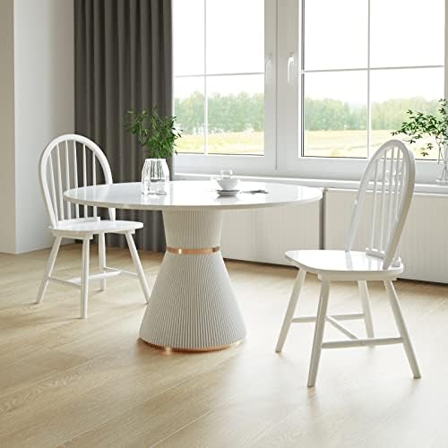GIANTEX Wood Dining Chairs Set of 4, Windsor Chairs with Solid Wood Legs, High Spindle Back, H-Shaped Crossbars