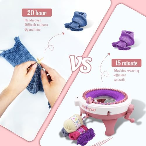 FYGAIN SENTRO Knitting Machine 40 Needles, Automatic Circular Knitting Crochet Machine for Kids/Adults