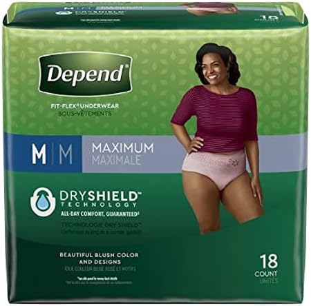 Depend FIT-FLEX Adult Underwear Pull On Medium Disposable Heavy Absorbency, 47932 - Pack of 18