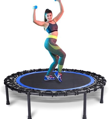 40" Mini Trampoline for Adults, Fitness Rebounder with Elastic Bands, Indoor Exercise Trampoline, Low Impact Workout Equipment for Home Gym