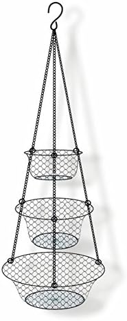 3-Tier Hanging Basket, Storage Organizer for Fruits,Vegetables, Accessory, perfer for Kitchen and Bathroom