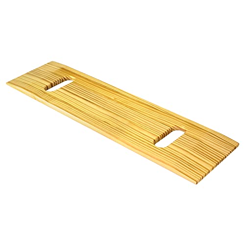 Deluxe Hardwood Transfer Board for Easy Patient Transfer, Slide Assist Device for Transportation, 2 Handgrips 8"x30"