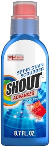 Shout Advanced Stain Remover Gel for Clothes Laundry, Ultra Concentrated Gel with Built-in Scrubber Brush for Deep Set-In stains, 8.7oz