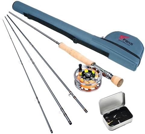 Fly Fishing Rod and Reel Combos with 4-Sections Portable Fly Rod and CNC-machined Aluminum Alloy Fly Reel,Fly Fishing Complete Starter Package