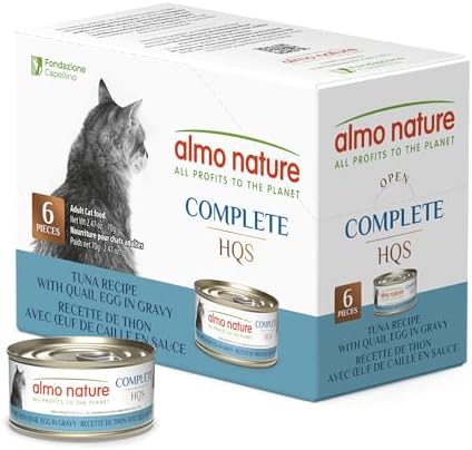 almo nature HQS Natural Wet Cat Food Tuna and Shrimp, Grain Free, Additive Free - 2.47oz - Pack of 6