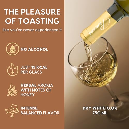 Princess Alternativa Bianco Dry Dealcoholized 0.0% Non-Alcoholic White Wine From Italy 750ml, Low Sugar, Low Calories (1 Bottle)…