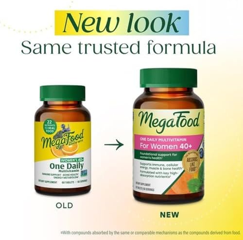 MegaFood One Daily Multivitamin for Women 40+ with 22 Nutrients, 30 Tablets | Immune Support, Cellular Energy, Muscle & Bone Health, Methylated B12, Methylfolate, Vitamin D3, C and Zinc, 30 Servings