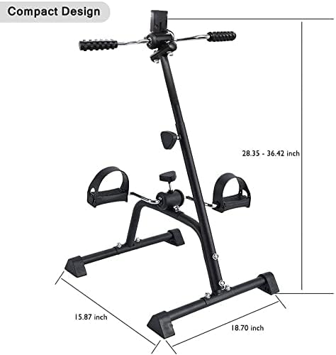 Pedal Exerciser Bike Hand Arm Leg and Knee Peddler Adjustable Fitness Equipment for Seniors, Elderly Home Pedal Exercise Bike for Total Body